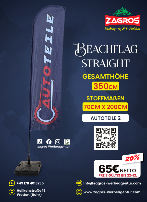 Autoteile-2.png علم شاطئ جاهز - قطع غيار سيارات Autoteile (موديل ستريت Straight - ارتفاع 350 سم)