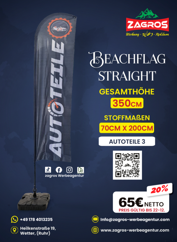 Autoteile-3.png علم شاطئ جاهز - قطع غيار سيارات Autoteile (موديل ستريت Straight - ارتفاع 350 سم)