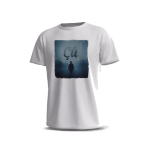 Cu-1-Front-White تيشيرت Çû بتصميم المطر والغموض