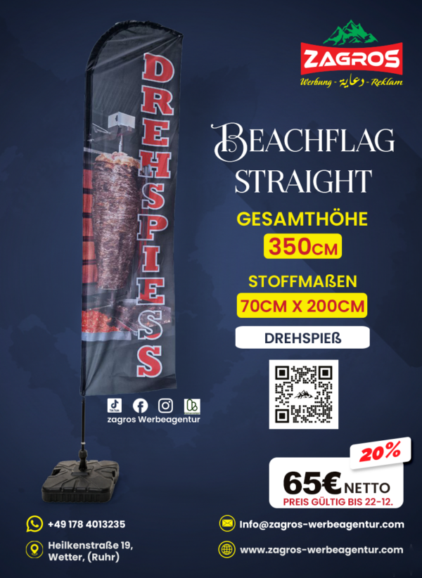 Drehspies.png علم شاطئ جاهز - سيخ شاورما دوار Drehspieß (موديل ستريت Straight - ارتفاع 350 سم)