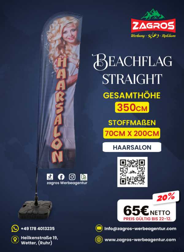 Haarsalon.png علم شاطئ جاهز - صالون شعر Haarsalon (موديل ستريت Straight - ارتفاع 350 سم)