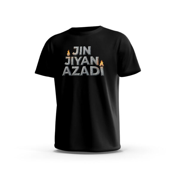 Jin-jiyan-Azadi-1-Front-Black تيشيرت جين ژیان آزادي – تيشيرت حرية ستريت وير بطباعة شعار
