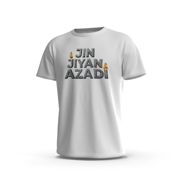 Jin-jiyan-Azadi-1-Front-White تيشيرت جين ژیان آزادي – تيشيرت حرية ستريت وير بطباعة شعار