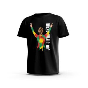 Jin-jiyan-Azadi-5-Front-Black تيشيرت جين ژیان آزادي – هوية الحرية ورفع الإشارة ستريت وير