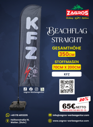 KFZ.png علم شاطئ جاهز - خدمات سيارات وورش KFZ (موديل ستريت Straight - ارتفاع 350 سم)