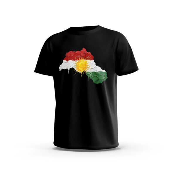 Kurdistan-2-Front-Black تيشيرت كردستان – خريطة العلم الملون ستريت وير أسود
