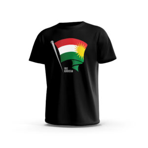 Kurdistan-5-Front-Black تيشيرت كردستان – علم الحرية المرفرف ستريت وير أسود