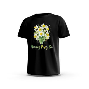 Newroz-3-Front-Black T-Shirt Newroz – festlicher Narzissenstrauß Streetwear – Weiß