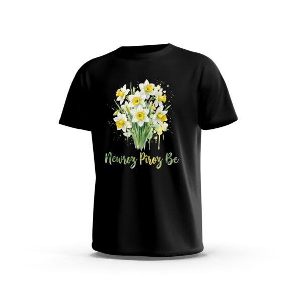 Newroz-3-Front-Black T-Shirt Newroz – festlicher Narzissenstrauß Streetwear – Weiß