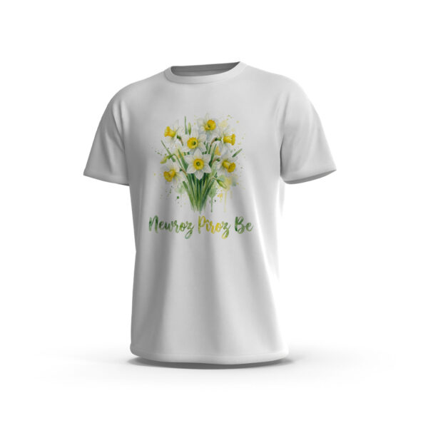 Newroz-3-Front-White T-Shirt Newroz – festlicher Narzissenstrauß Streetwear – Weiß
