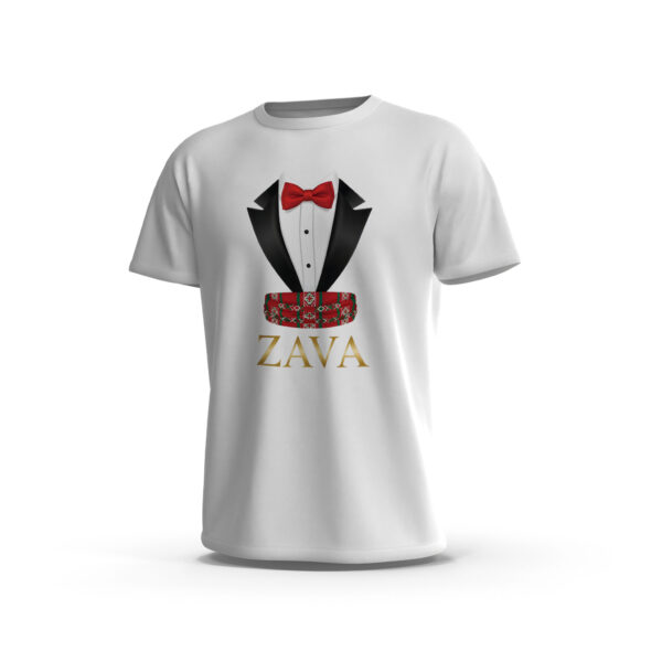 Zava-1-Front-White تيشيرت ZAVA – بدلة السهرة الكلاسيكية (Luxury Tuxedo Bow Tie Tee)