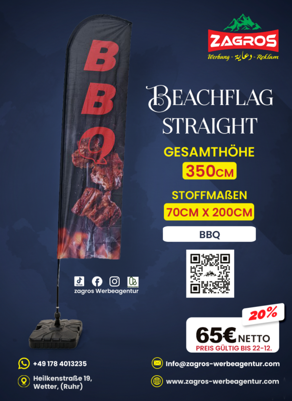 bbq.png Fertige Beachflag – Grill und BBQ (Straight-Modell – Höhe 350 cm)