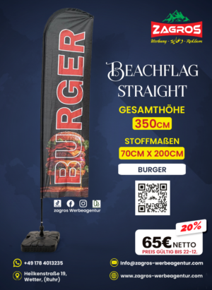 burger.png علم شاطئ جاهز - برجر Burger (موديل ستريت Straight - ارتفاع 350 سم)