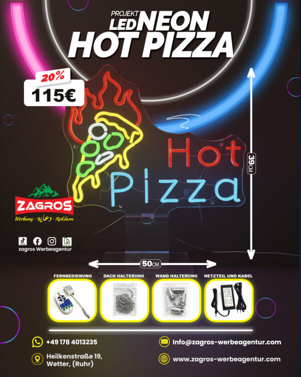 hot-pizza-copy.jpg لافتة نيون LED مضيئة - بيتزا ومطعم إيطالي Pizza (مع ريموت تحكم)