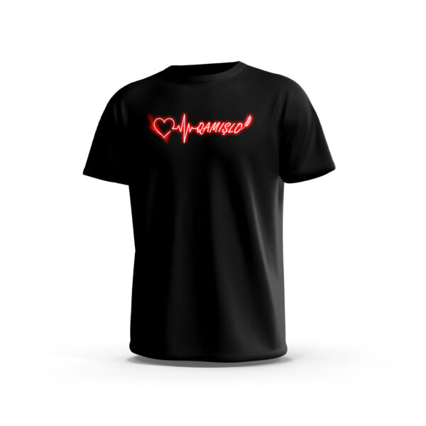 qamislo-4-Front-Black تيشيرت قامشلو – نبض القلب النيون (QAMISLO Neon Heartbeat Tee)