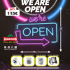 we-are-open-copy.jpg لافتة نيون LED مضيئة - مفتوح Open / We're Open (مع ريموت تحكم)