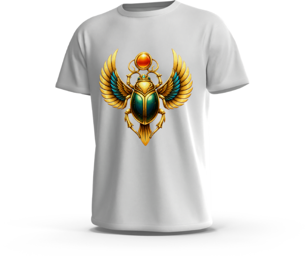 amanos-ts-winged-scarab-beetle-b6-white تيشرت الجعران المجنح الذهبي