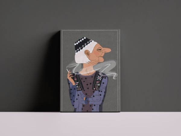 contemporary-caricature-anthracite-front لوحة كانفاس كاريكاتير معاصر بتصميم فني