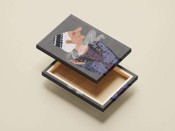 contemporary-caricature-natural-beige-open لوحة كانفاس كاريكاتير معاصر بتصميم فني