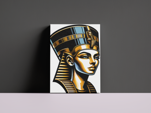 egyptian-queen-nefertiti-dark-background لوحة كانفاس الملكة المصرية نفرتيتي بتصميم فني