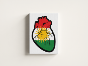 kurdistan-in-heart-01 لوحة كانفاس كردستان في القلب بتصميم فني