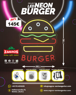 led-neon-burger لافتة نيون إل إي دي برجر