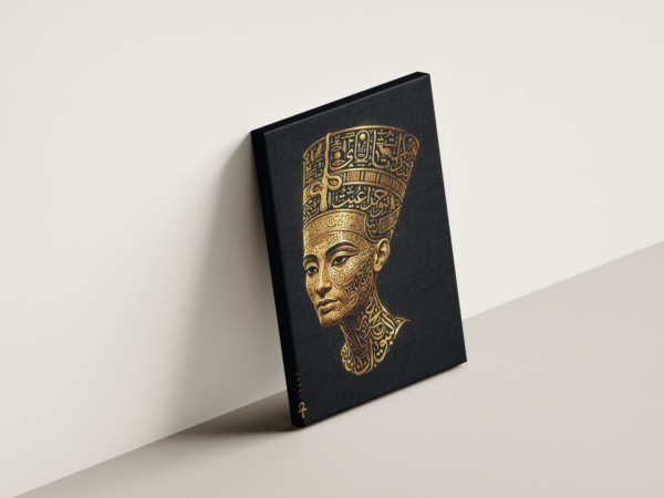nefertiti-bust-gold-03 لوحة كانفاس تمثال نفرتيتي الذهبي بتصميم فني