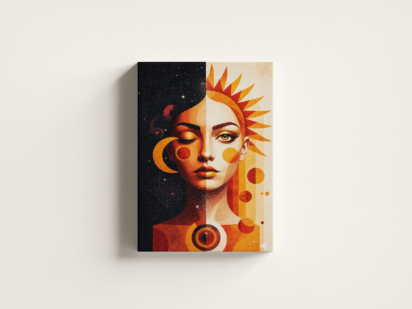 sun-and-moon-duality-01-3 لوحة كانفاس ازدواجية الشمس والقمر بتصميم فني