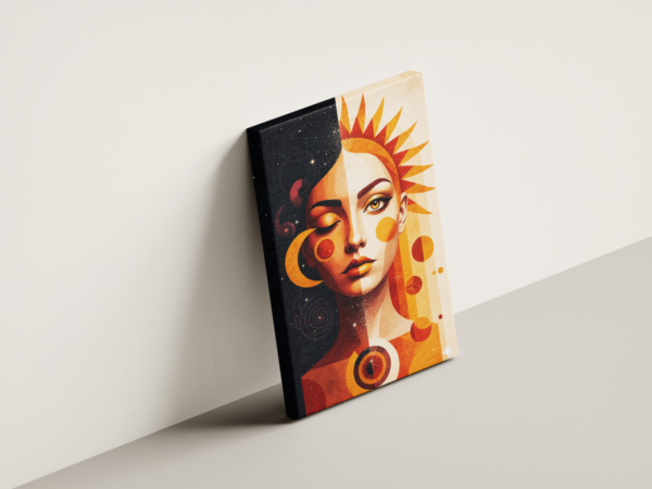sun-and-moon-duality-03-3 لوحة كانفاس ازدواجية الشمس والقمر بتصميم فني
