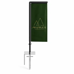 علم شاطئ Premium Square مع وتد أرضي 80 سم – مقاس Medium – طباعة مخصصة