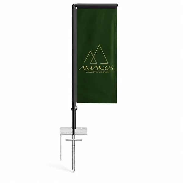 Beachflag Premium Square mit 80-cm-Erdspieß – Größe Medium – individuell bedruckt