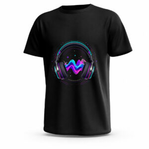 تيشيرت Headphones Wave جاهز للطباعة
