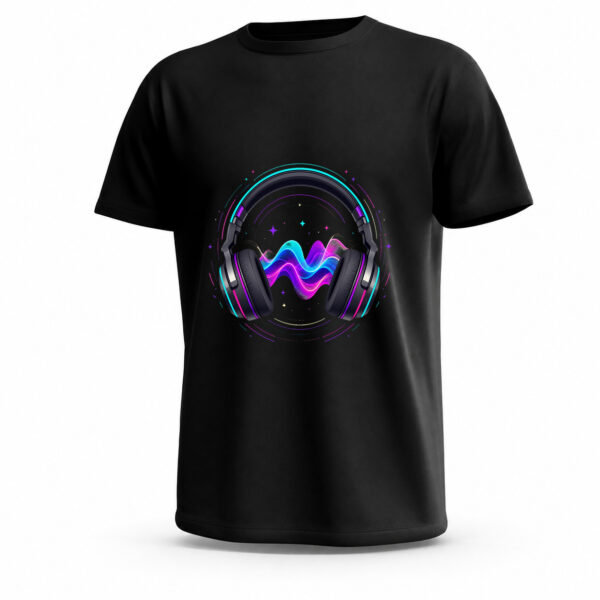تيشيرت Headphones Wave جاهز للطباعة
