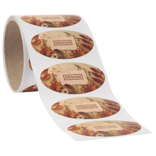 AMN-LBL-WMD-48268 ملصقات Bagasse على رول – بيضاوي